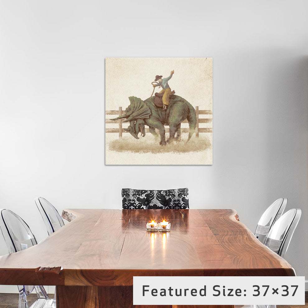 "Dino Rodeo" by Terry Fan, 37x37x1.5