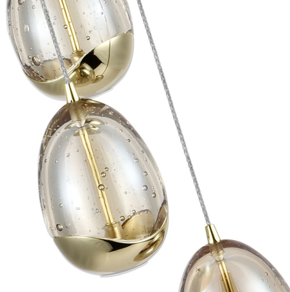 Venezia 7-Light ETL Certified Integrated LED Chandelier Lighting Fixture, Gold