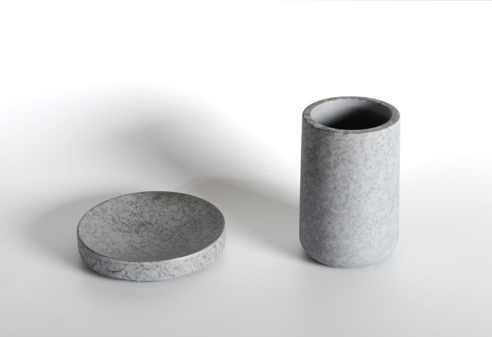 4-Piece Concrete Bathroom Accessory Set, Grey