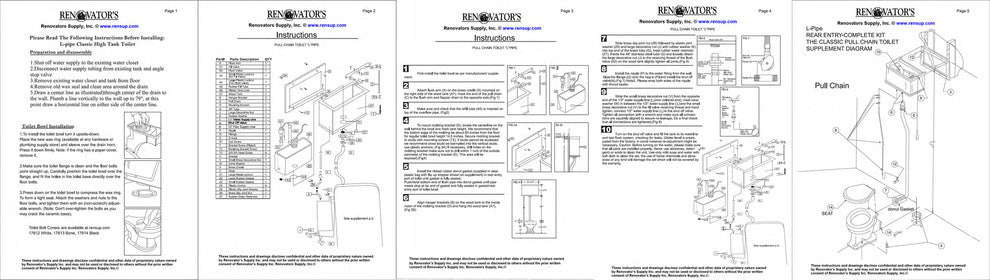 High Tank Toilets White Cherry Finish Flat Elong L-Pipe, White, Silver
