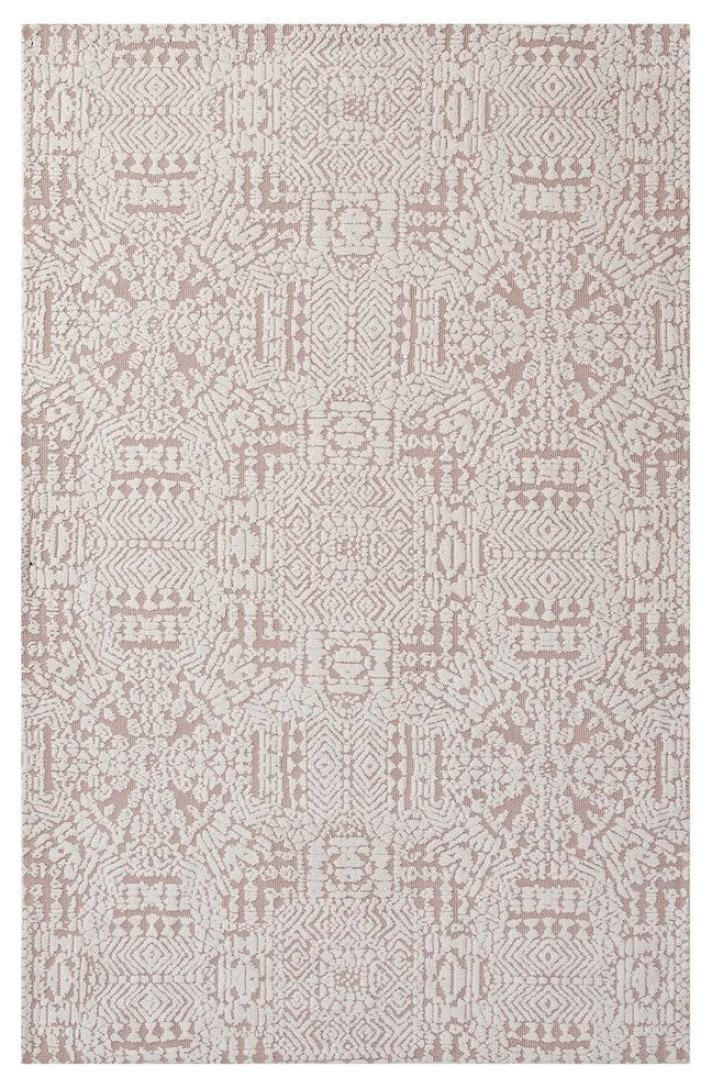 Modway Javiera Contemporary Moroccan 5'x8' Area Rug, Ivory and Cameo Rose