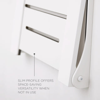 Silhouette Folding Wall Mount Shower Bench Seat, White Seat With White Frame