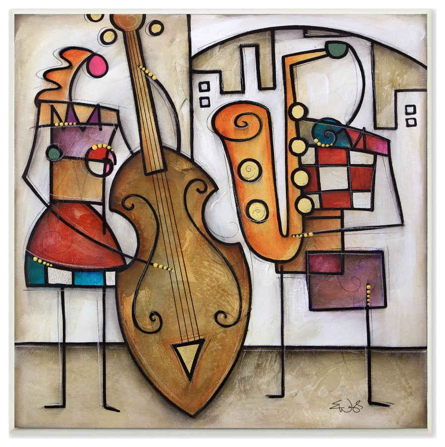 Stupell Industries Musical Duet Abstract Modern Painting, 12 x 12