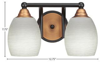 Paramount 2-Light Bath Bar, Matte Black & Brass, 5" White Linen Glass