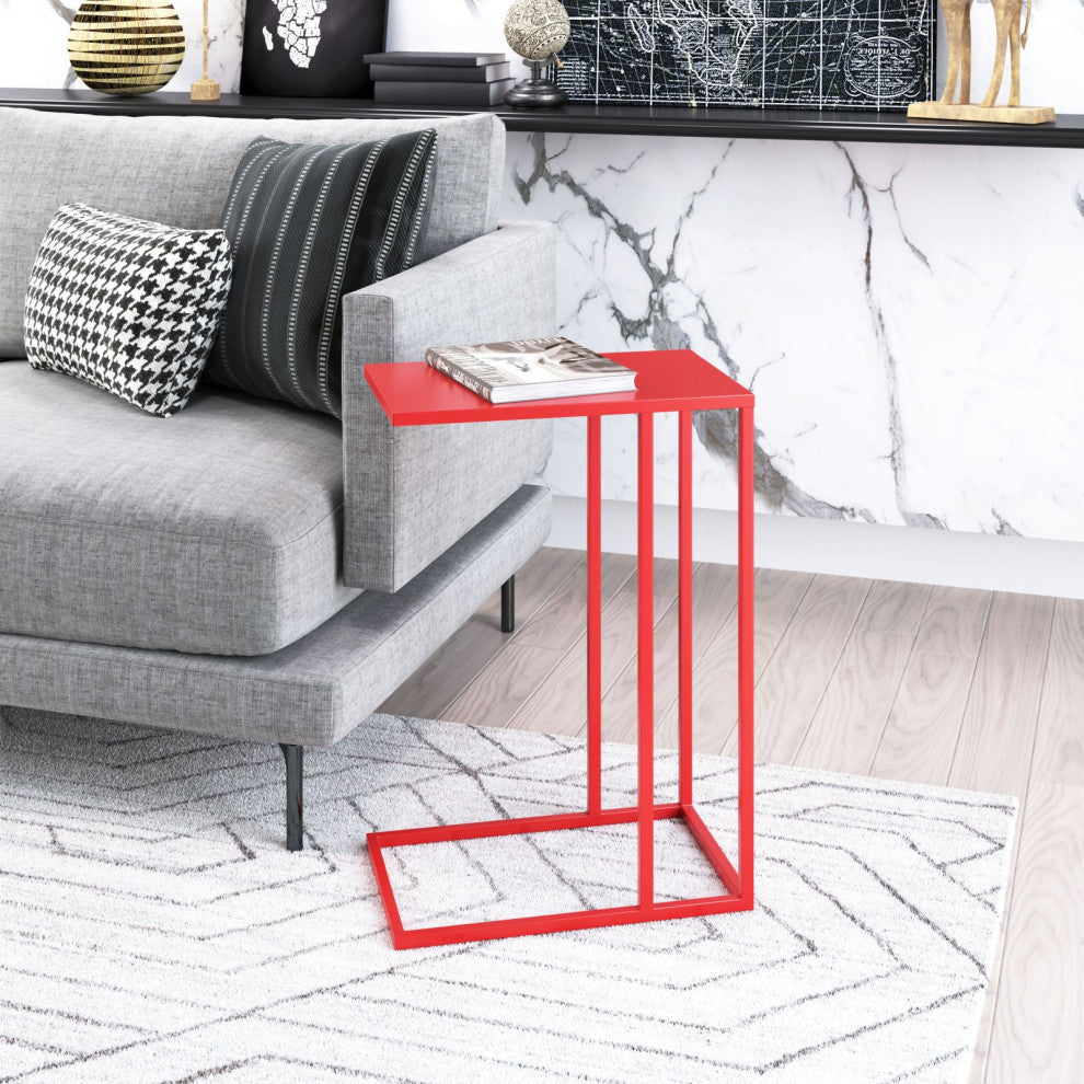 Sofa Side Table, Rectangular, Aluminum, Metal, Red, Lounge Lobby Hospitality