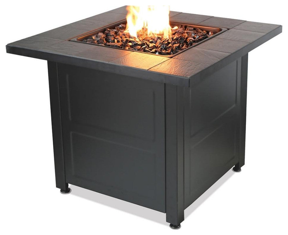 Endless Summer 30" Square LP Fire Pit Table With Tile Tabletop