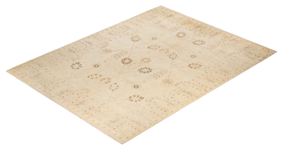 Eclectic, One-of-a-Kind Hand-Knotted Area Rug Ivory, 9' 1" x 12' 0"