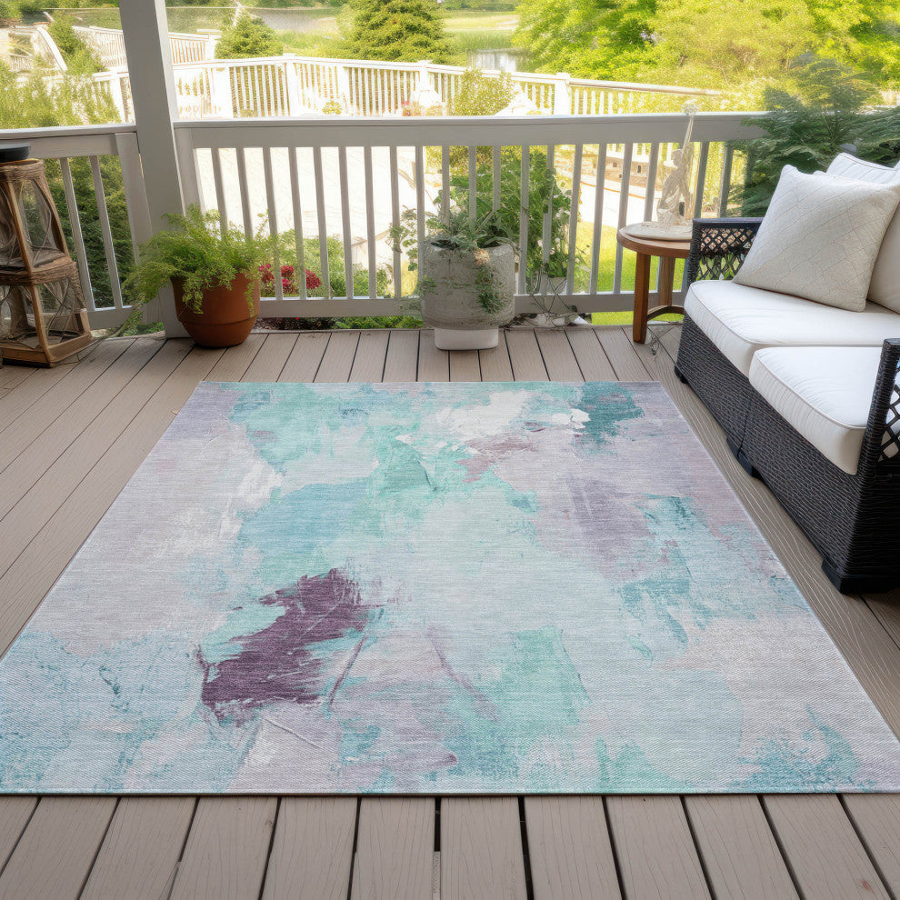 Machine Washable Indoor/Outdoor Chantille ACN1914 Teal 2'6" x 3'10" Rug