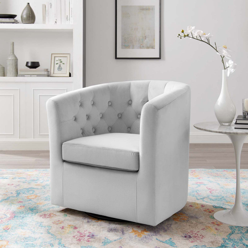 Tufted Armchair Accent Chair, Velvet, Gray, Modern, Lounge Hospitality
