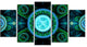 Bright Blue Psychedelic Relaxing Art, Abstract Canvas Print, 60"x32", 5 Panels