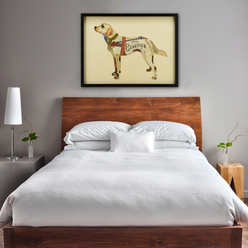 Yellow Lab Dimensional Handmade Collage Wall Art Framed Under Glass