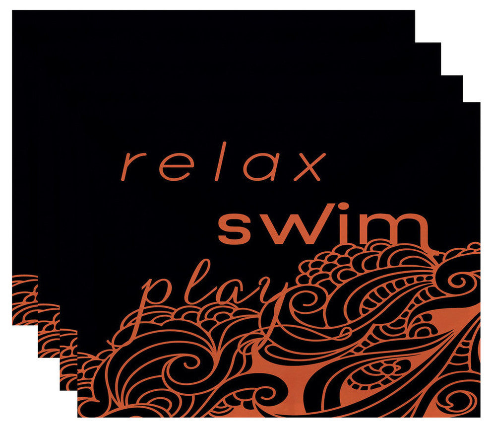 18"x14" Word Print Placemat, Orange, Set of 4