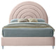 Rainbow Velvet Upholstered Bed, Pink, Queen