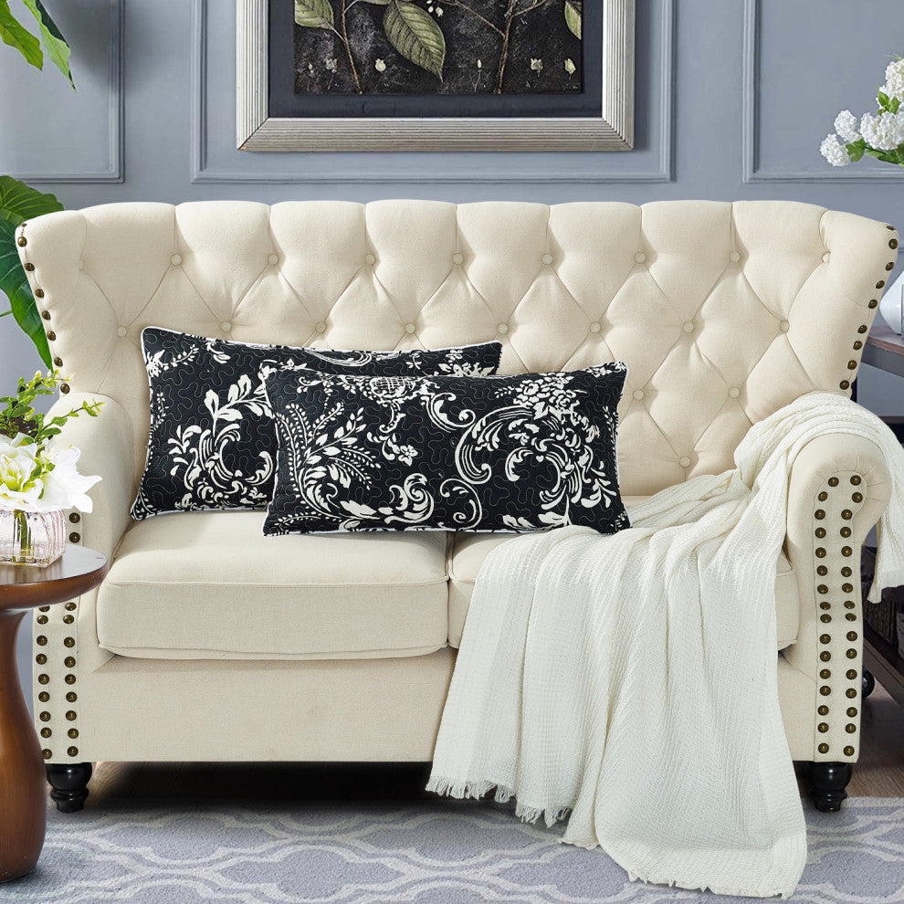 Printed Microfiber Pillow Covers, Set of 2, La Boheme Black