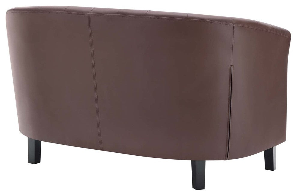 Prospect Upholstered Vinyl Loveseat, Brown