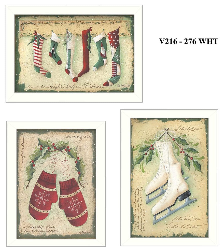 "Vintage Christmas" Collection By Jill Ankrom, Printed Wall Art, White Frame