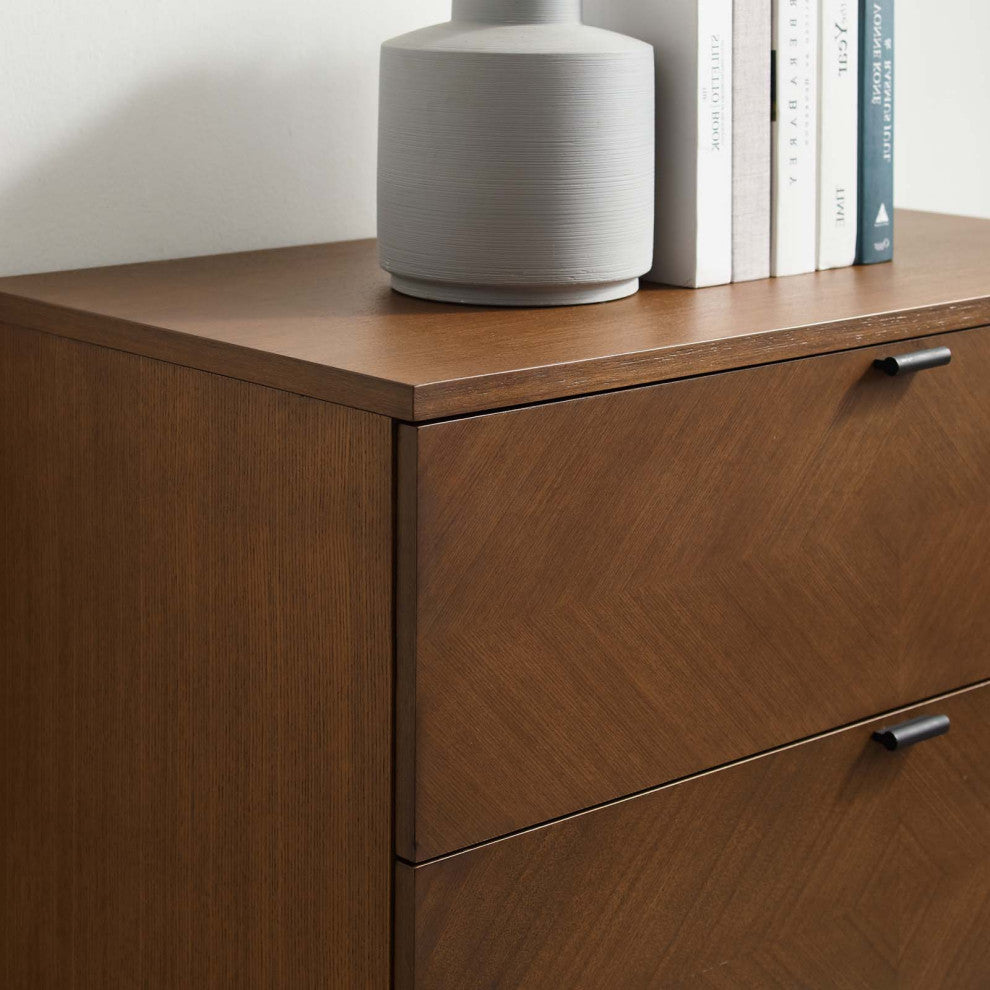 Dresser Drawer Chest Stand, Wood, Brown Walnut, Modern Mid-Century Living Room
