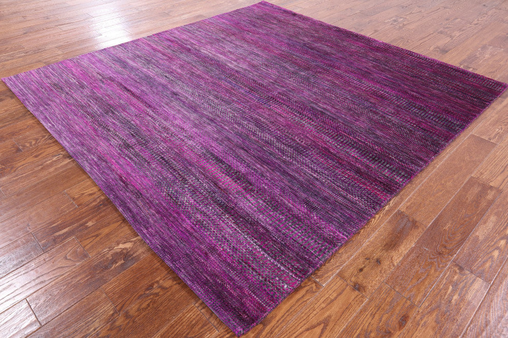 7' Square Wool and Silk Super Savannah Gabbeh Hand Knotted Rug Q6095