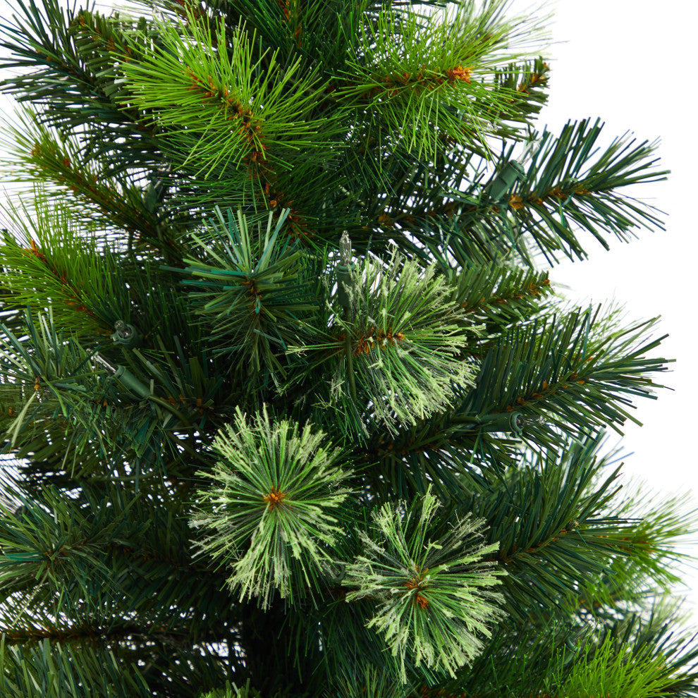 4.5' Oregon Pine Faux Xmas Faux Planter W/250 Bendable Branches & 100 Lights