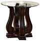 Benzara BM241377 End Table With Round Glass Top and Scrolled Body, Brown