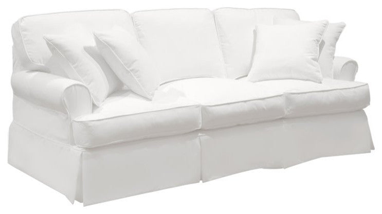 Sunset Trading Horizon T-Cushion Fabric Slipcovered Sofa in White