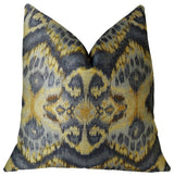 Sacred Pixie Blue Navy and Taupe Handmade Luxury Pillow, 18"x18"