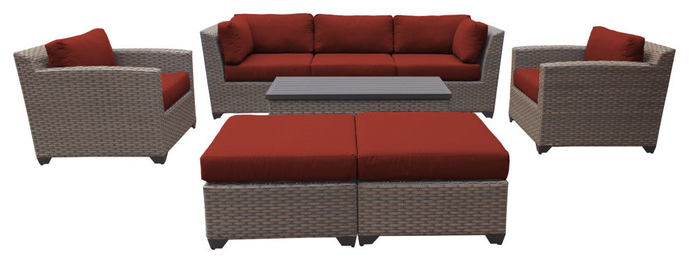 Florence 8 Piece Outdoor Wicker Patio Furniture Set 08c, Terracotta