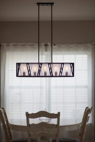 Oslo 5L Linear Chandelier Black with Natural Brass
