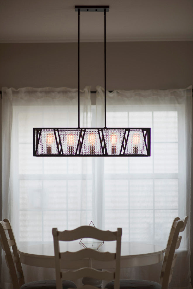 Oslo 5L Linear Chandelier Black with Natural Brass