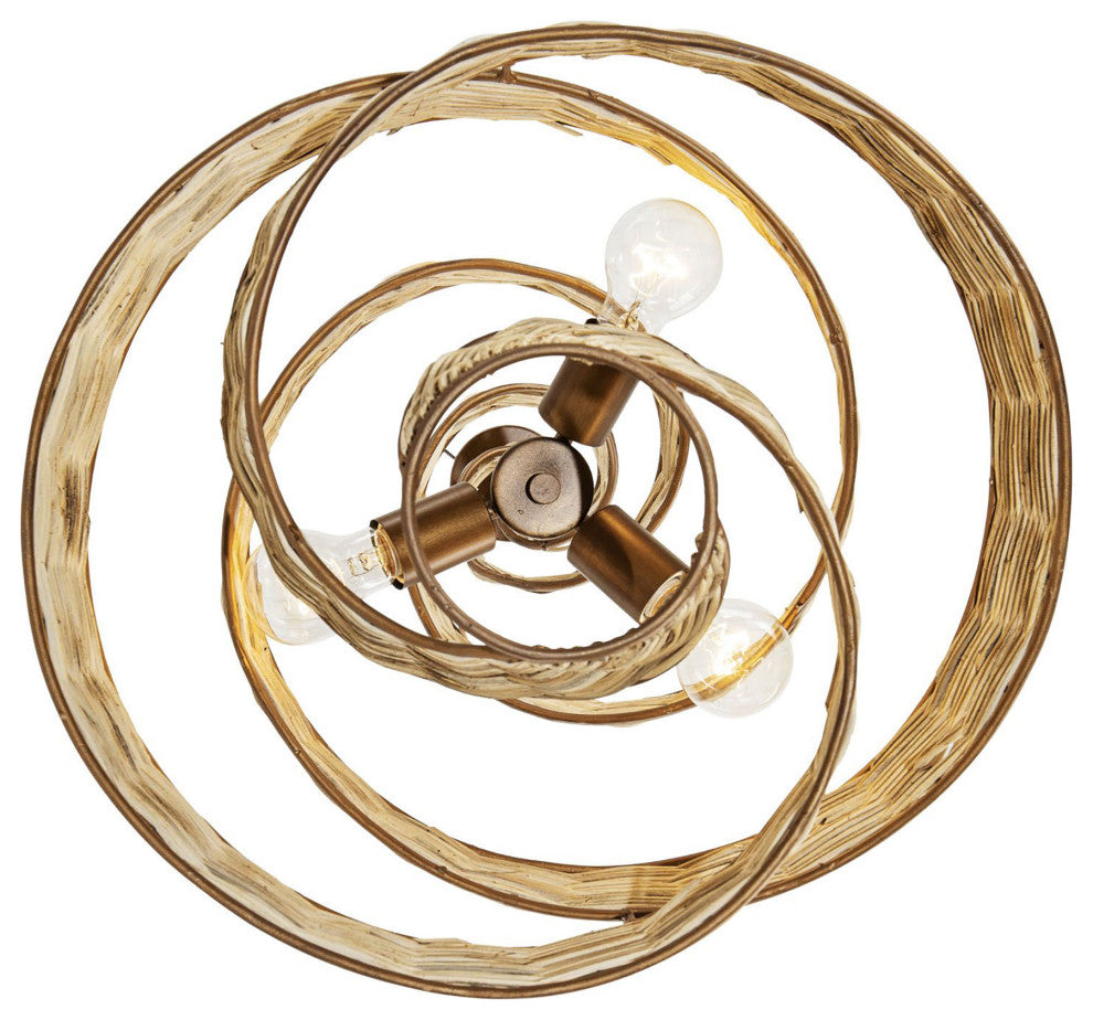 Flow 3-Lt Twist Pendant - Baguette/Natural Rattan