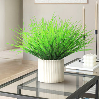 Set of 6 Artificial Grass Leaf Stem Plant Greenery Foliage Bush 16"