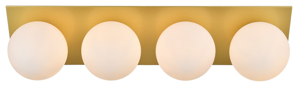 4 Light Brass And Frosted White Bath Sconce