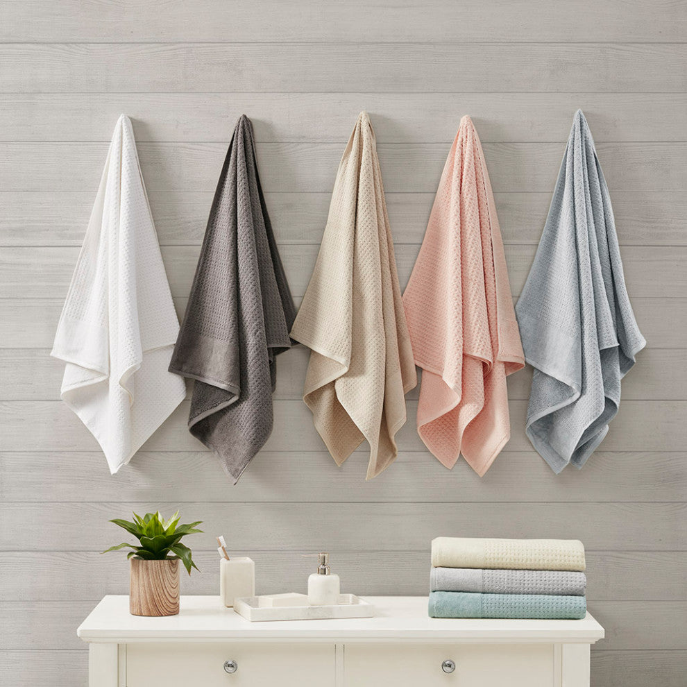 Madison Park Spa Waffle Cotton Waffle Antimicrobial Bath Towel 6 Piece Set