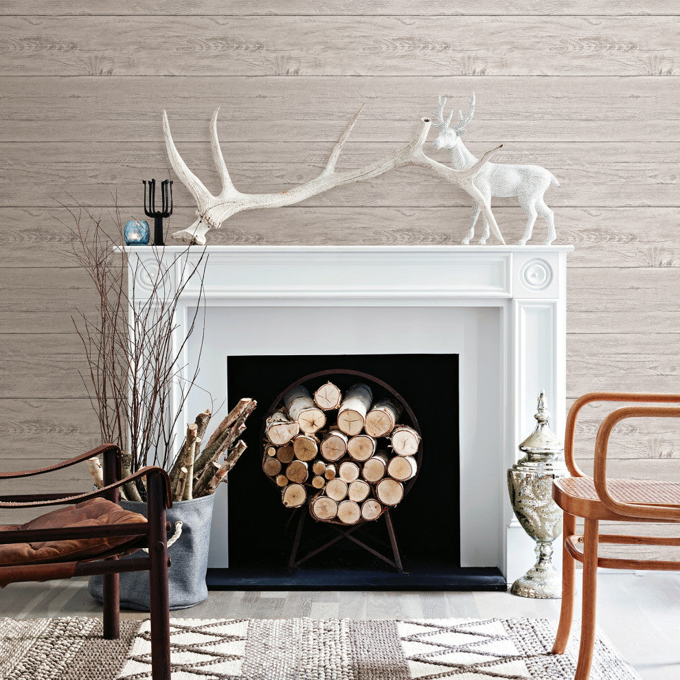 White Washed Boards Gray Shiplap Wallpaper, Bolt