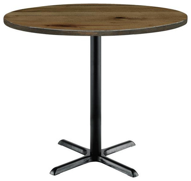 KFI Urban Loft 30" Round Top Breakroom Table Natural Black X Base Bistro Height