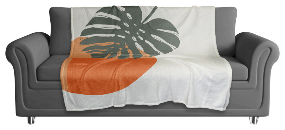 Sun and Palm Leafs 50x60 Coral Fleece Blanket