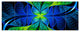 Blue Green Fractal Stained Glass, Abstract Canvas Art Print, 70"x28", 6 Panels