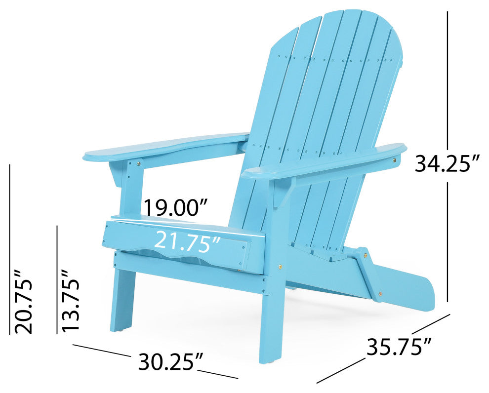 Cartagena Outdoor Acacia Wood Folding Adirondack Chair, Set of 2, Teal