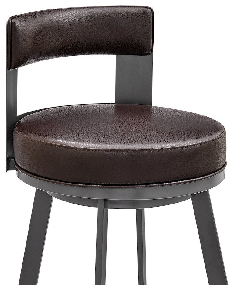 Flynn Swivel Counter or Bar Stool in Faux Leather and Metal