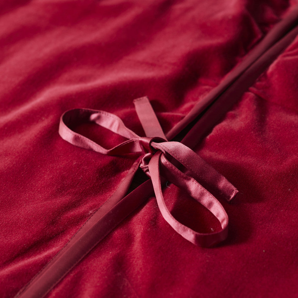 Handmade Luxurious Classic Velvet Christmas Tree Skirt-Garnet Red - 60"