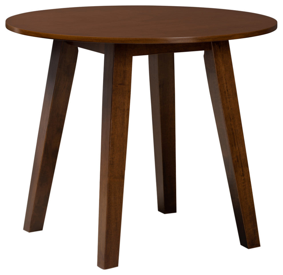 Midway 35" Round Wooden Dining Table, Walnut Effect