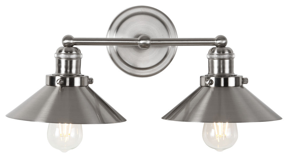 June Metal Shade Sconce, Nickel, 2-Light