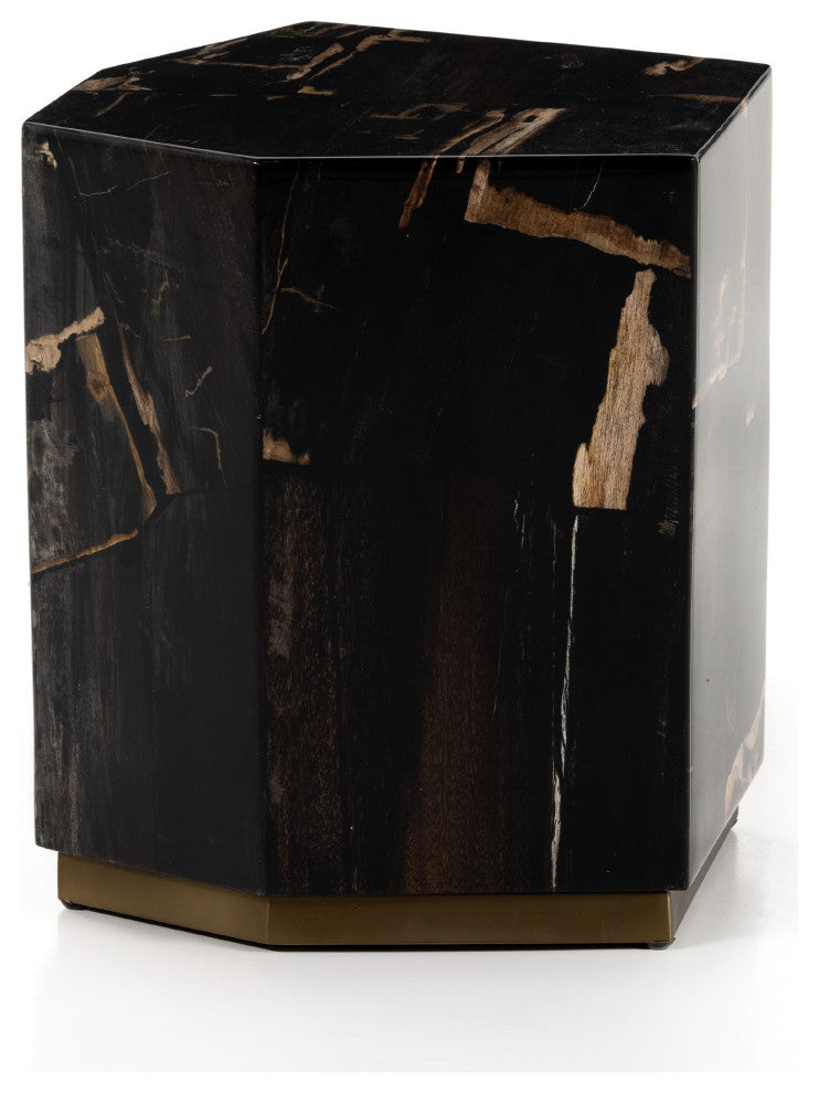 Shep End Table, Polished Petrified Wood