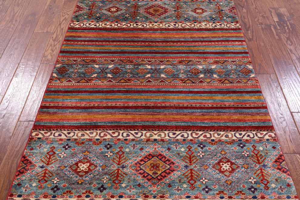 Super Kazak Khorjin Handmade Wool Rug 3' 11" X 6' 0" - Q12674