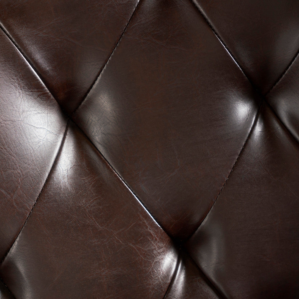 Solvang Contemporary Oversized Tufted Leather Club Chair, Hazelnut Brown