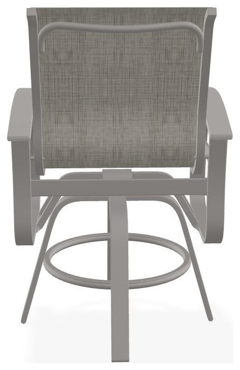 Belle Isle Sling Balcony Height Outdoor Swivel Chair, Smoke/Warm Gray