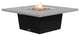 Square Fire Pit Table, 56x56, Propane, Hilltop Grey Powdercoat, Black