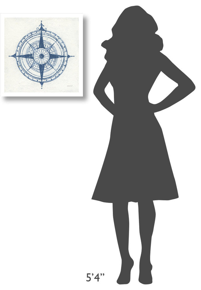 "Indigo Gild Compass Rose II" Digital Paper Print by Kathrine Lovell, 20"x20"