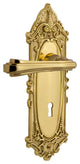 Victorian Plate With Keyhole Fleur Lever, Polished Brass, Privacy, Non-Handed