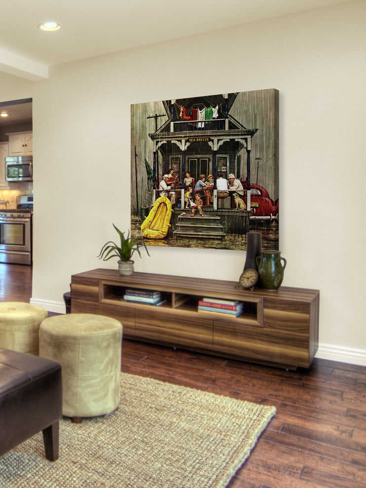 "Rainy Day at Beach Rental" Print on Canvas by Stevan Dohanos